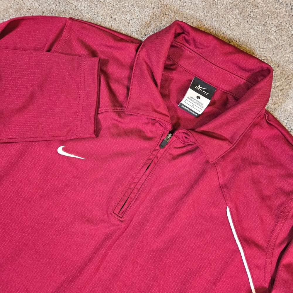 Nike Women's Dri-fit Maroon 1/4 Zip Pullover Sweater Size Large